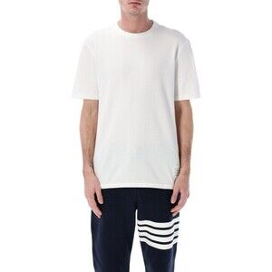 Thom Browne Relaxed Fit Cotton T-Shirt With Back Stripe Detail - NWT
